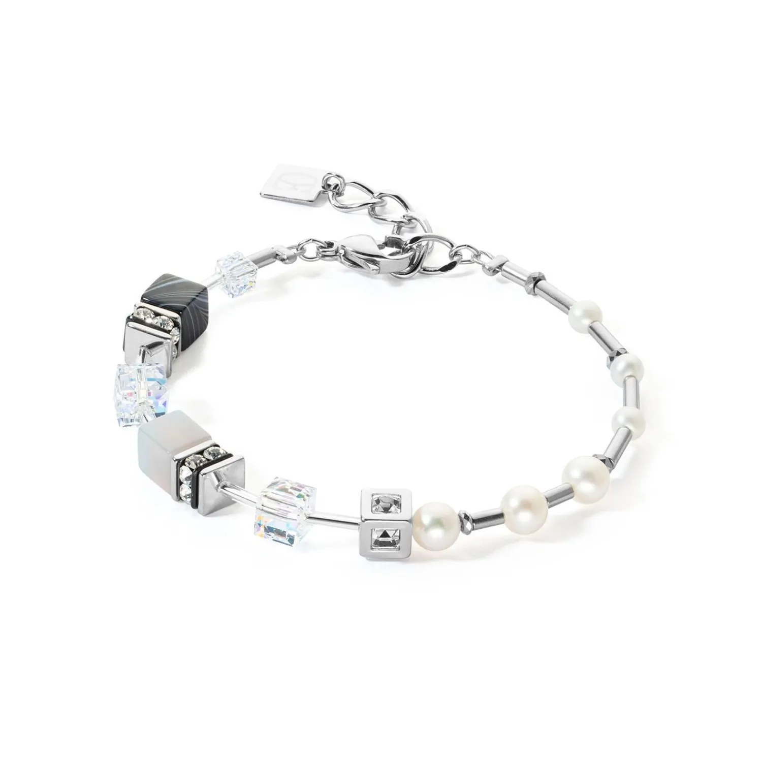armband_geocube_fusion_pr_0-3.webp COEUR DE LION Armband Geocube® Fusion Precious Pearl Mix Silbergrau- Echter Stein