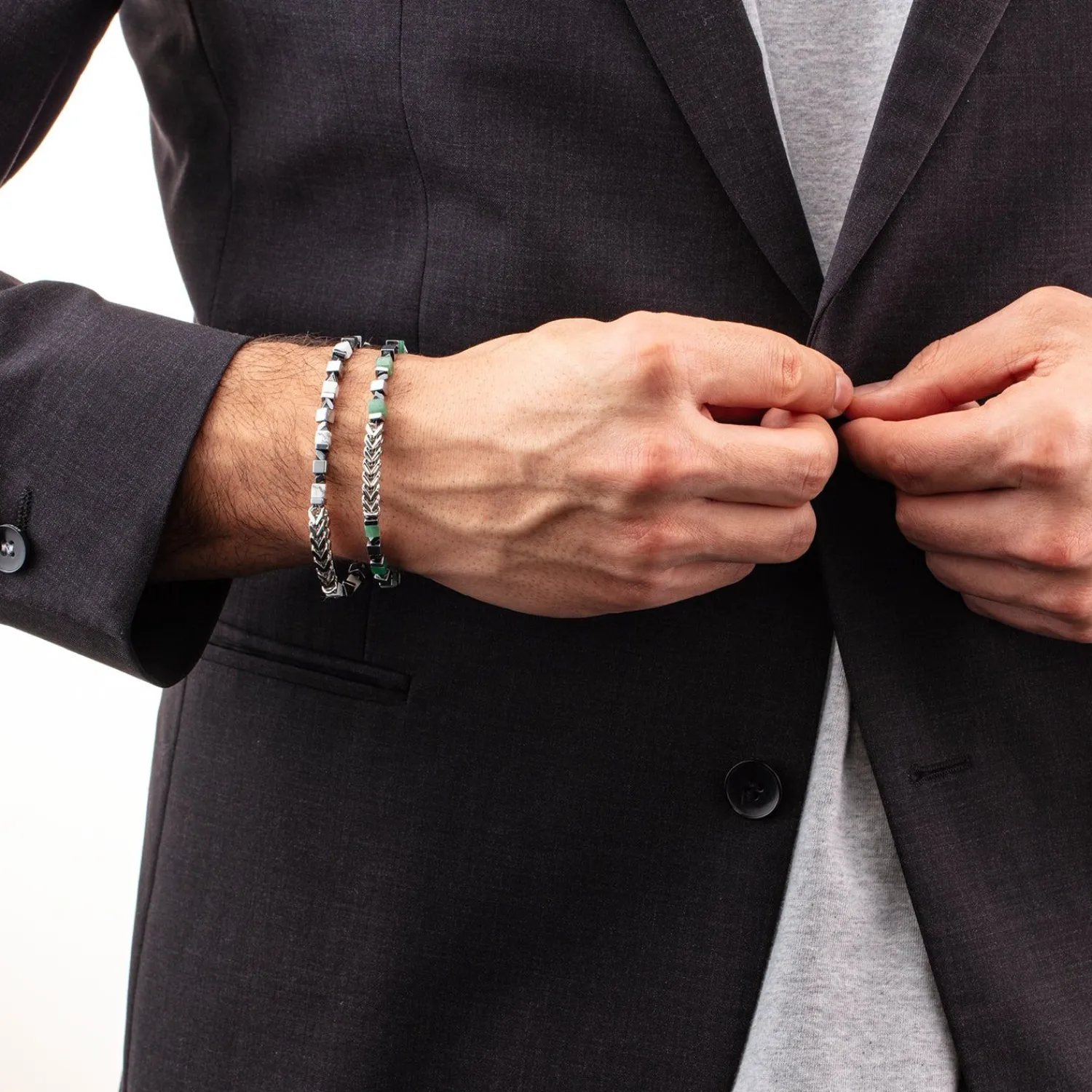 armband_kostbare_wrfel__k_1-1.webp COEUR DE LION Armband Kostbare Würfel & Kette Grün-Silber- Unisex Edition