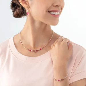 COEUR DE LION Armband Quadratische Streifen Gold-Magenta- Mix&And&Match-Armbänder