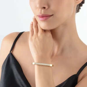 COEUR DE LION Armreif mit quadratischen Streifen Gold-Weiß- Armreifen