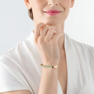 COEUR DE LION Armreif mit quadratischen Streifen, goldgrün- Coeur Essentials