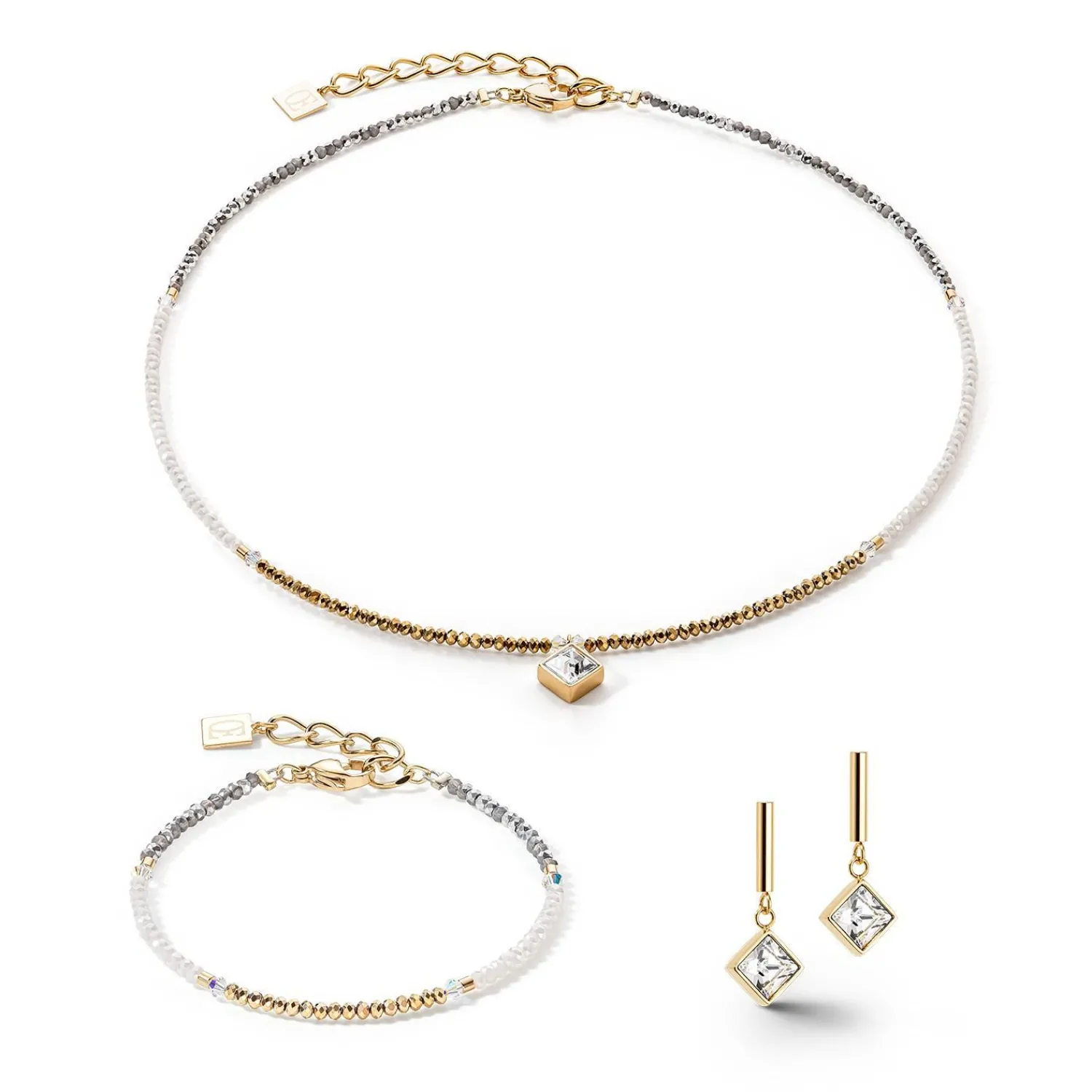 brillante_quadratische_ha_1.webp COEUR DE LION Brillante quadratische Halskette Gold-Kristall- Hochzeit