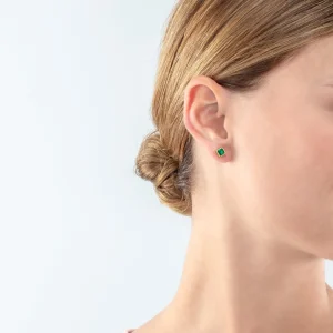 COEUR DE LION Brillante quadratische kleine Ohrringe Gold Dunkelgrün- Coeur Essentials