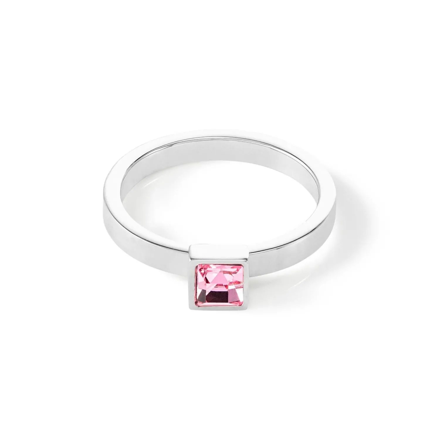 brillanter_quadratischer__0-21.webp COEUR DE LION Brillanter quadratischer kleiner Ring Silber Hellrosa- Mix&And&Match-Ringe