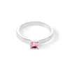 COEUR DE LION Brillanter quadratischer kleiner Ring Silber Hellrosa- Coeur Essentials