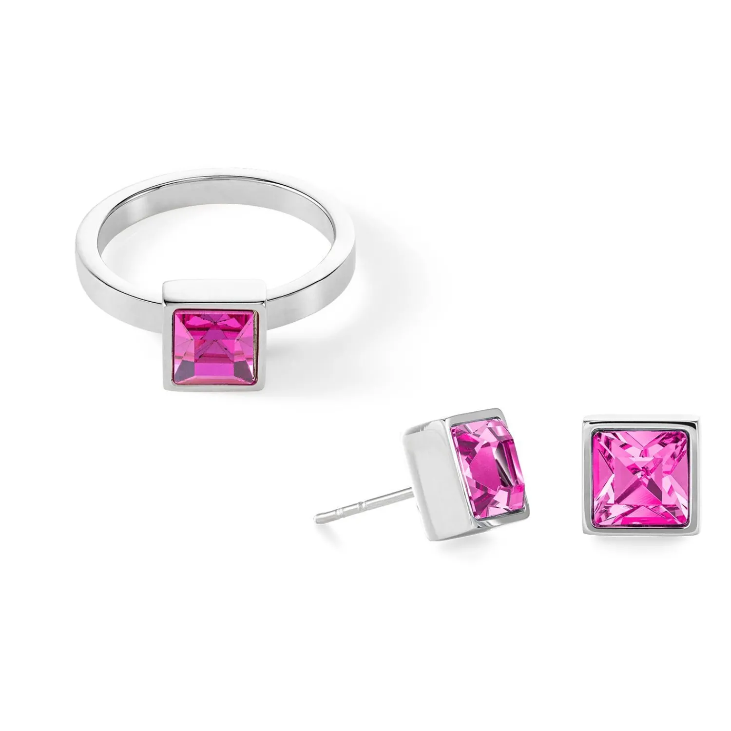 brillanter_quadratischer__1-7.webp COEUR DE LION Brillanter quadratischer großer Ring Silber Rosa- Coeur Essentials