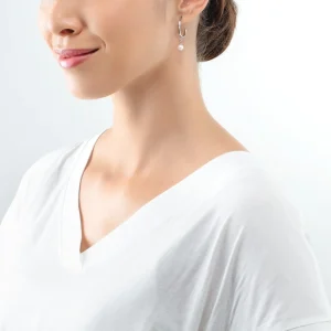 COEUR DE LION Creolen-Ohrringe mit Süßwasserperlen und Kette, Multiwear-Silber- Perlenohrringe