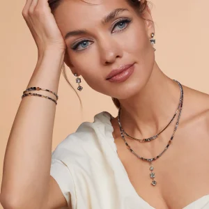 COEUR DE LION Cube Story Minimalistisches funkelndes Armband Graugold- Kristallarmbänder