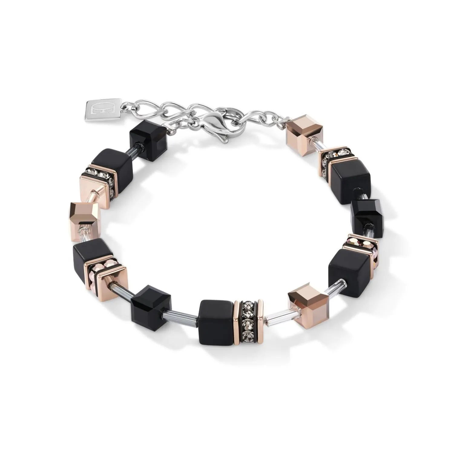 geocube_armband_onyx_schw_0-2.webp COEUR DE LION Geocube® Armband Onyx Schwarz-Roségold- Echter Stein