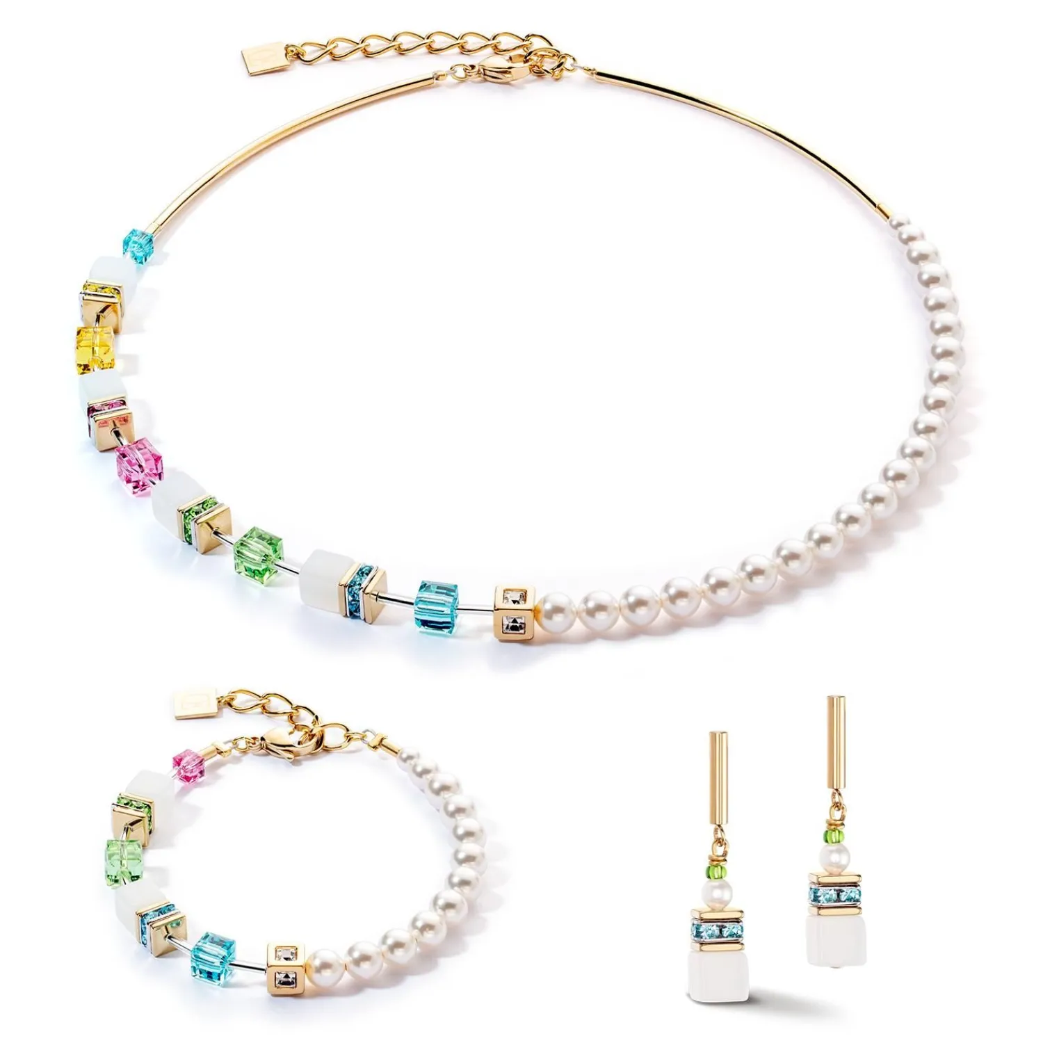 geocube_fusion_festliche__1-1.webp COEUR DE LION Geocube® Fusion Festliche Halskette Mehrfarbig- Echter Stein