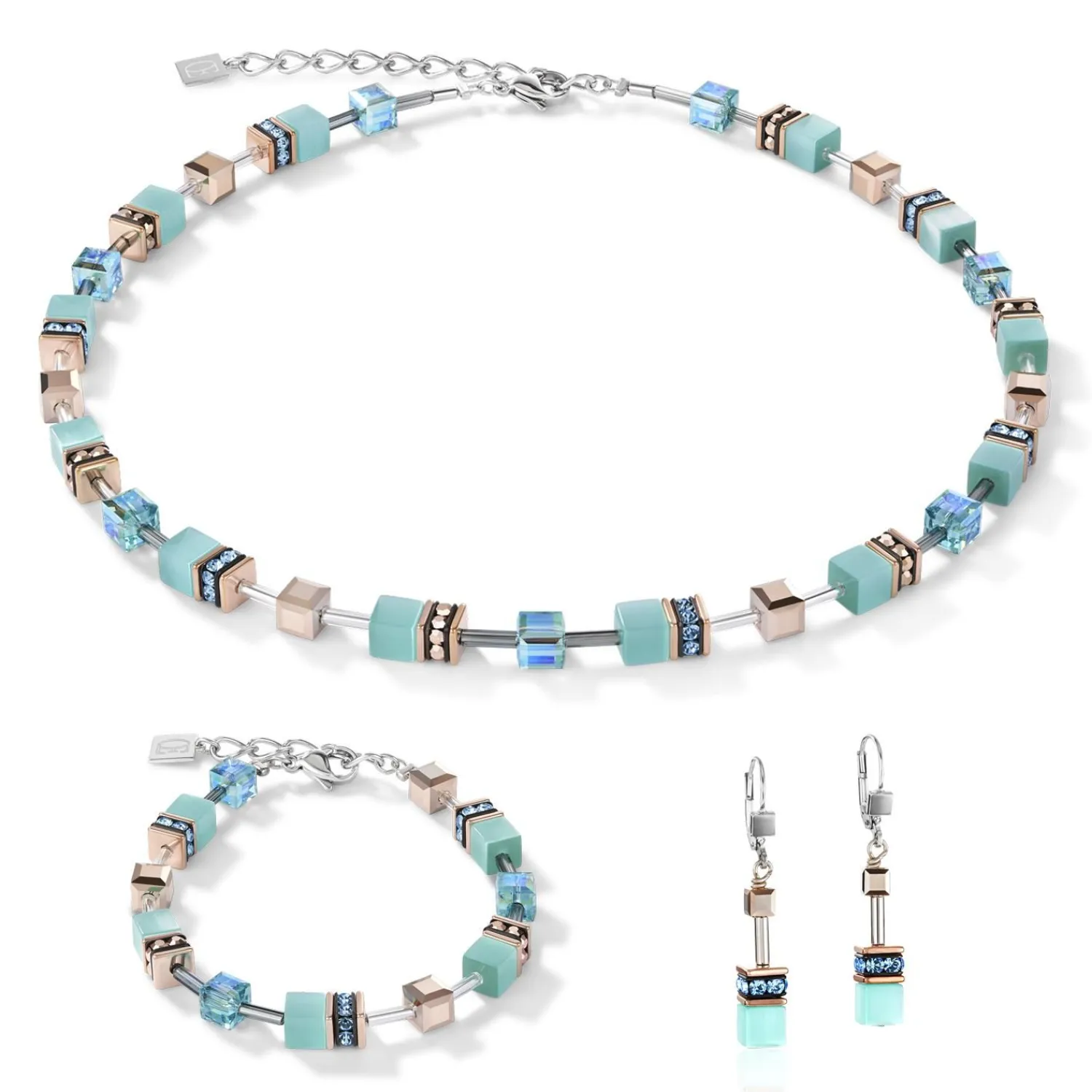 geocube_halskette_aqua_1.webp COEUR DE LION Geocube® Halskette Aqua- Geocube® Tone&In&Tone