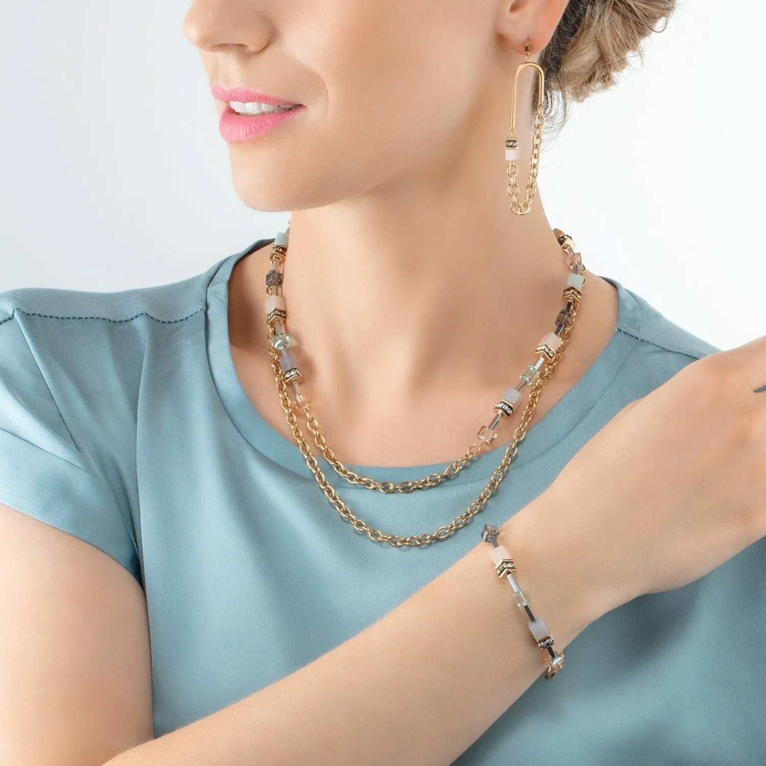 geocube_iconic_boho_armba_2-4.webp COEUR DE LION Geocube® Iconic Boho Armband Gold-Mehrfarbig- Echter Stein