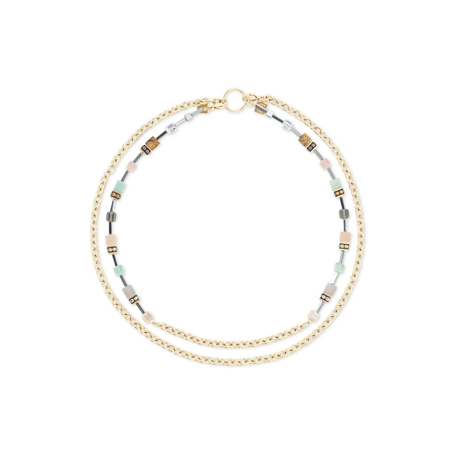 geocube_iconic_boho_halsk_0-4.webp COEUR DE LION Geocube® Iconic Boho Halskette Gold-Mehrfarbig- Echter Stein