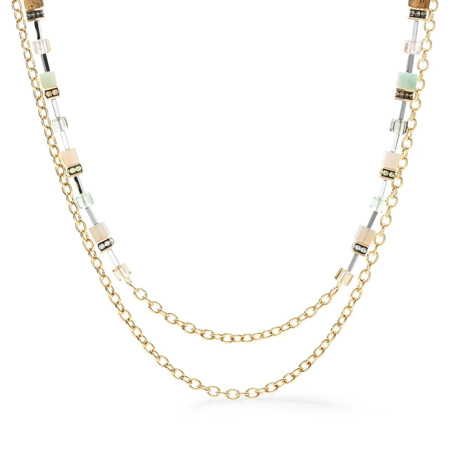 geocube_iconic_boho_halsk_2-4.webp COEUR DE LION Geocube® Iconic Boho Halskette Gold-Mehrfarbig- Echter Stein