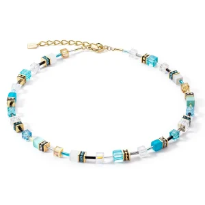 COEUR DE LION Geocube® Iconic Halskette Gold Türkis- Geocube® Halsketten