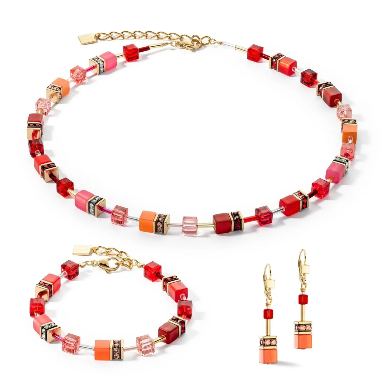 geocube_iconic_halskette__1-7.webp COEUR DE LION Geocube® Iconic Halskette Gold Rot- Geocube® Halsketten