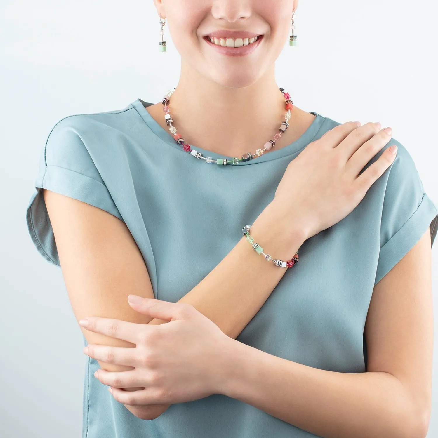 geocube_iconic_halskette__2-12.webp COEUR DE LION Geocube® Iconic Halskette Grün-Rosa- Geocube® Halsketten