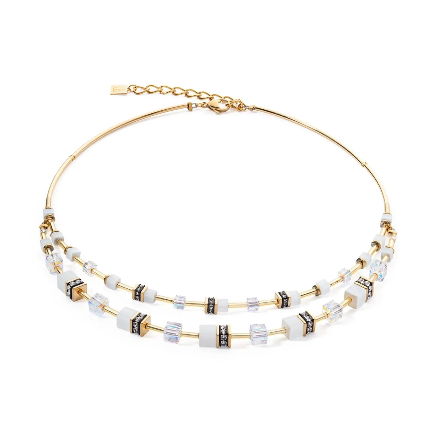 geocube_iconic_layer_hals_0.webp COEUR DE LION Geocube® Iconic Layer Halskette Gold-Weiß- Geocube® Halsketten