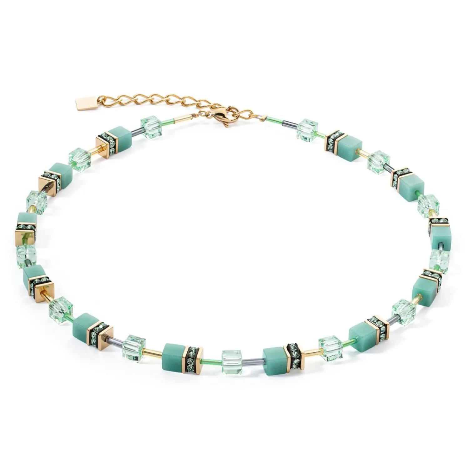 geocube_iconic_mono_gold__0-7.webp COEUR DE LION Geocube® Iconic Mono Gold Halskette Grün- Geocube® Halsketten