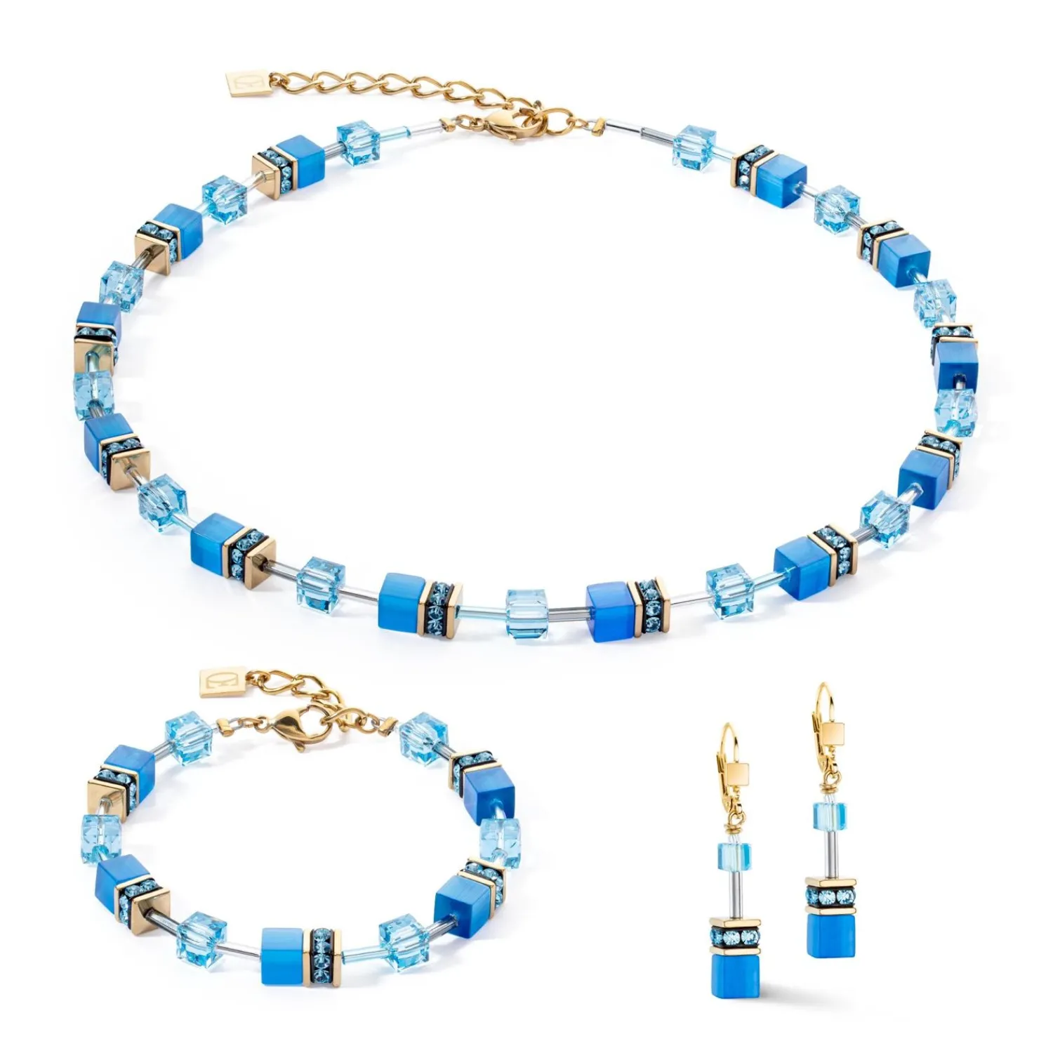 geocube_iconic_mono_gold__1-10.webp COEUR DE LION Geocube® Iconic Mono Gold Halskette Türkis- Geocube® Halsketten