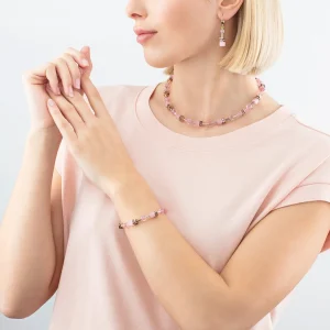 COEUR DE LION Geocube® Iconic Mono Gold Halskette Rosa- Geocube® Halsketten