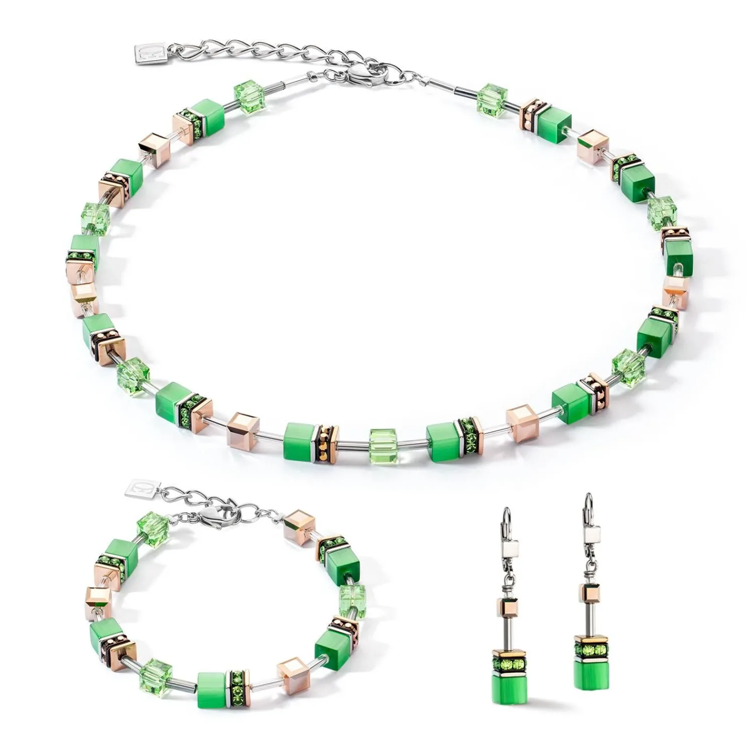 geocube_iconic_monochrome_1-3.webp COEUR DE LION Geocube® Iconic Monochrome Halskette Grün- Geocube® Tone&In&Tone