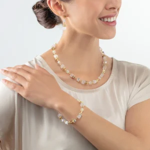 COEUR DE LION Geocube® Iconic Nature Armband Gold Weiß- Echter Stein