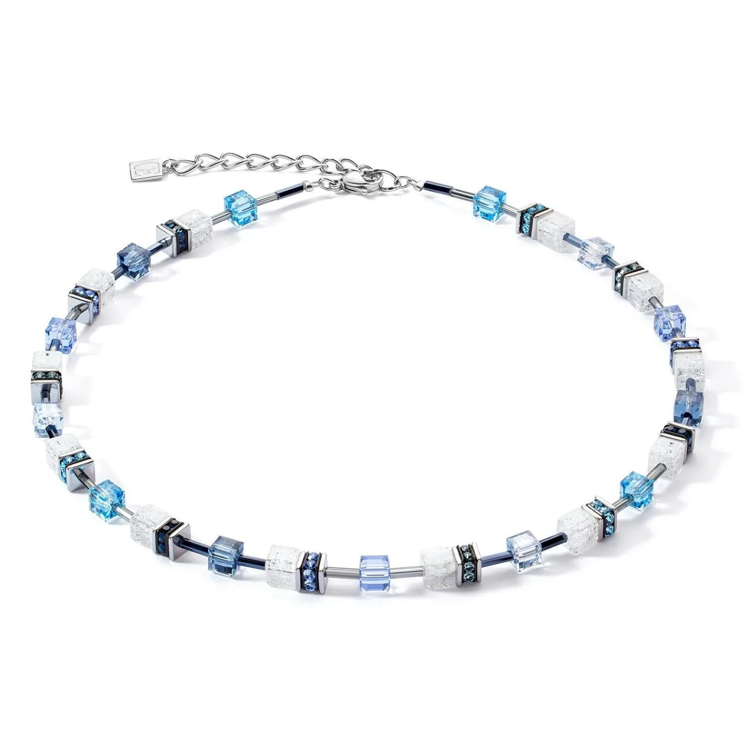 geocube_iconic_nature_hal_0-3.webp COEUR DE LION Geocube® Iconic Nature Halskette Blau Weiß- Echter Stein