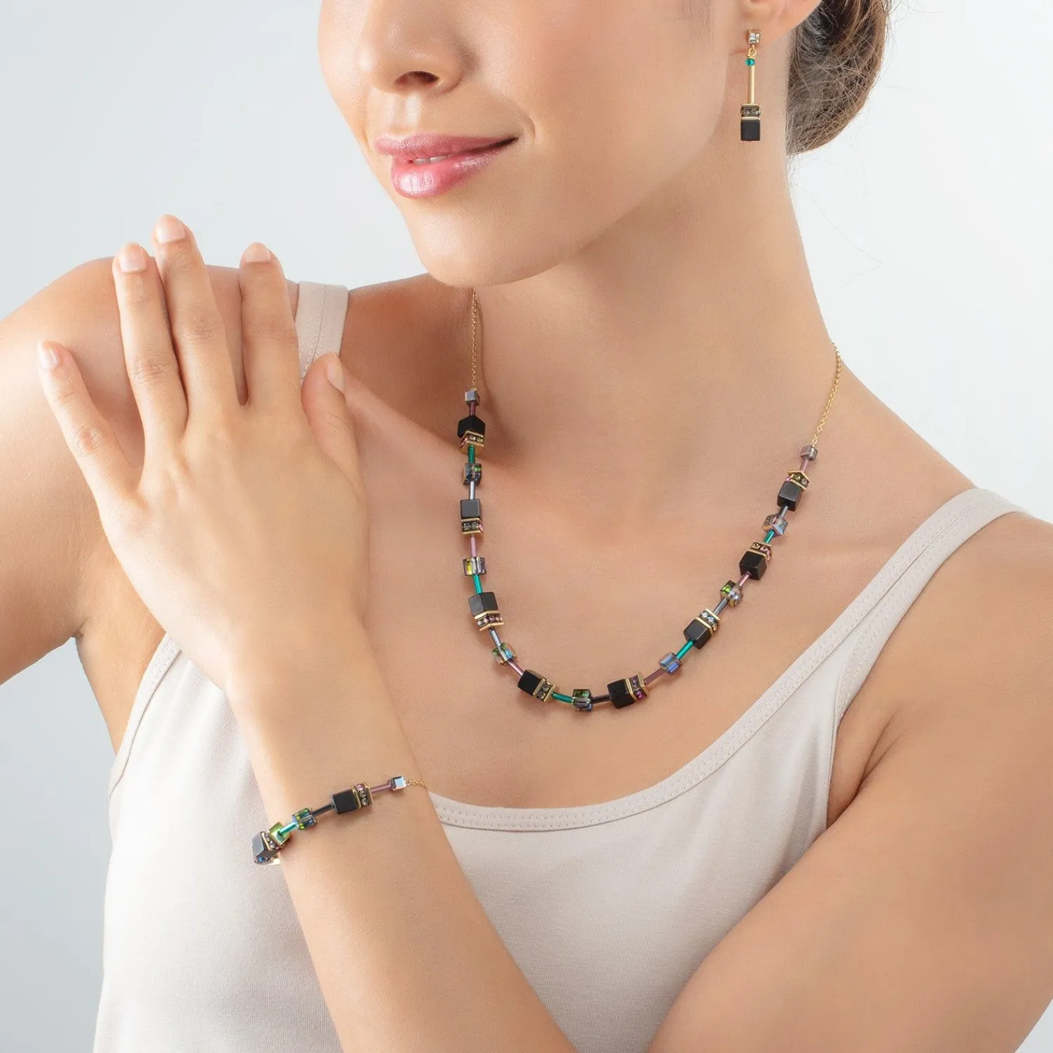 geocube_iconic_nature_ket_2-8.webp COEUR DE LION Geocube® Iconic Nature Kettenhalskette Schwarz Mehrfarbig- Geocube® Tone&In&Tone