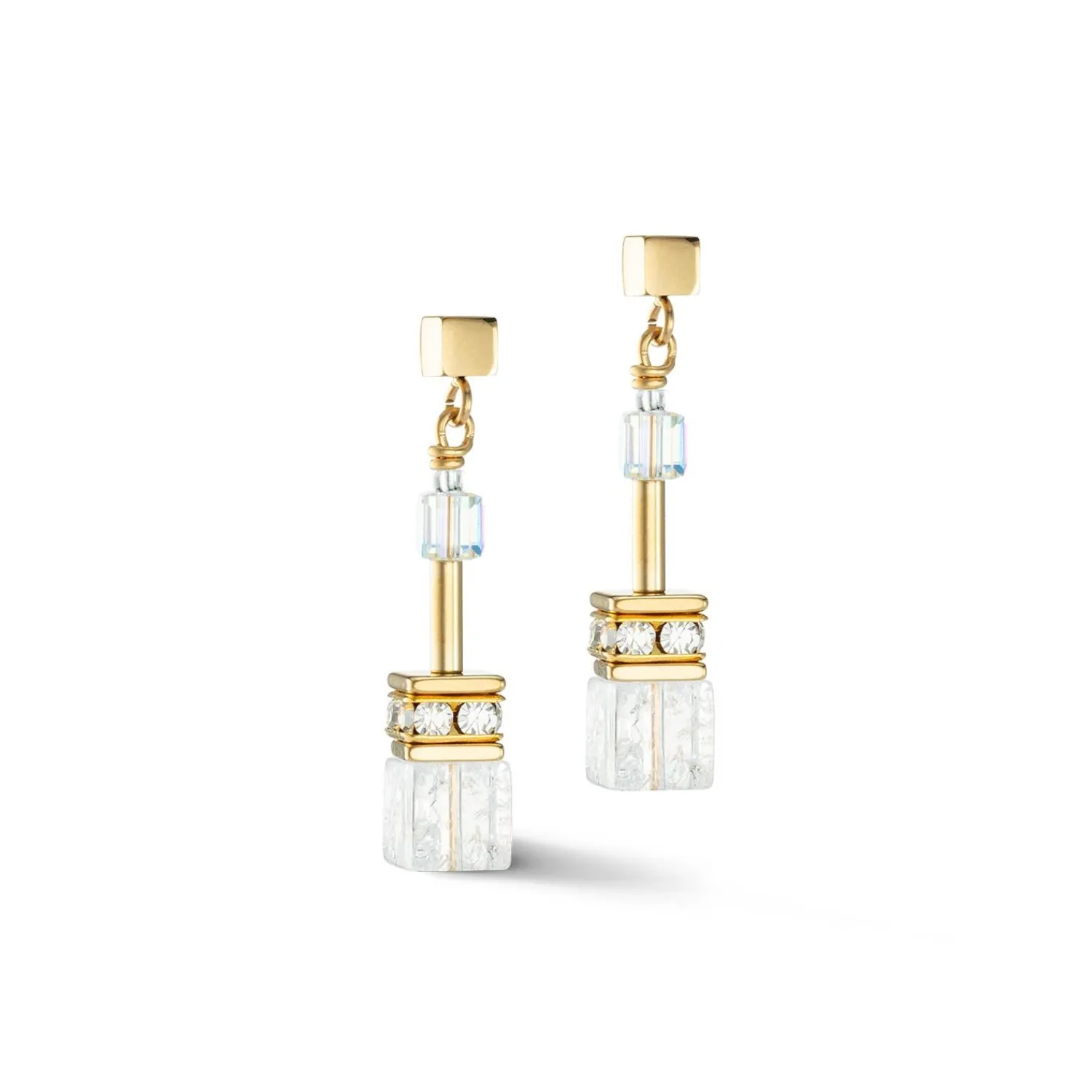 geocube_iconic_nature_ohr_0-2.webp COEUR DE LION Geocube® Iconic Nature Ohrringe Gold Weiß- Geocube® Tone&In&Tone