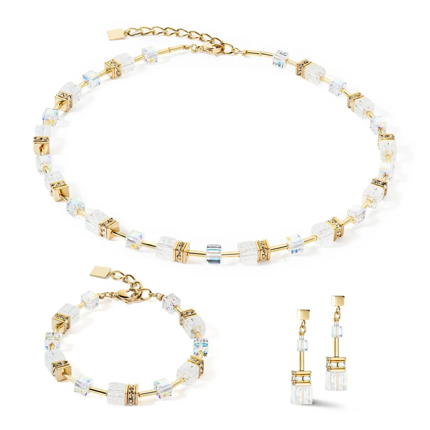 geocube_iconic_nature_ohr_1-2.webp COEUR DE LION Geocube® Iconic Nature Ohrringe Gold Weiß- Geocube® Tone&In&Tone