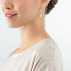 COEUR DE LION Geocube® Iconic Nature Ohrringe Gold Weiß- Geocube® Tone&In&Tone