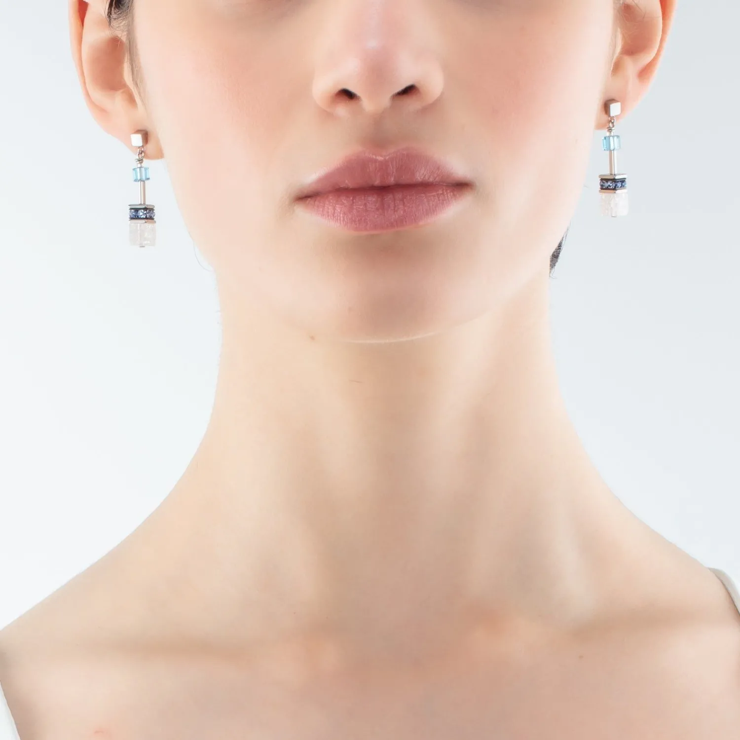 geocube_iconic_nature_ohr_2-3.webp COEUR DE LION Geocube® Iconic Nature Ohrringe Blau Weiß- Echter Stein