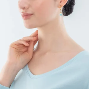 COEUR DE LION Geocube® Iconic Ohrringe Gold Türkis- Geocube® Ohrringe