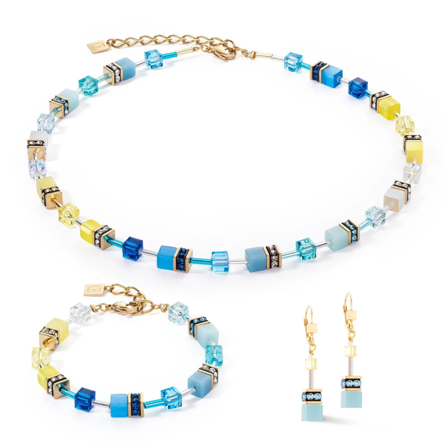 geocube_iconic_ohrringe_t_1.webp COEUR DE LION Geocube® Iconic Ohrringe Türkis-Gelb- Geocube® Ohrringe