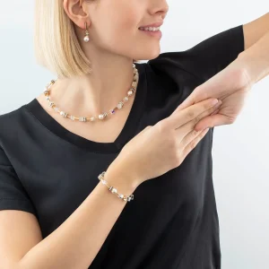 COEUR DE LION Geocube® Iconic Pearl Mix Ohrringe Gold-Weiß- Ohrstecker