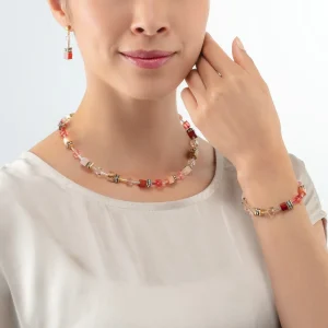 COEUR DE LION Geocube® Iconic Precious Armband Rot-Beige- Echter Stein