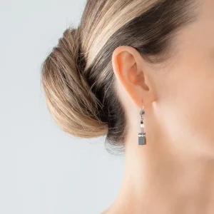 COEUR DE LION Geocube® Iconic Precious Chain Ohrringe Grau-Beige- Geocube® Tone&In&Tone