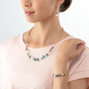 COEUR DE LION Geocube® Iconic Precious Chain Armband Gold-Mehrfarbig- Echter Stein