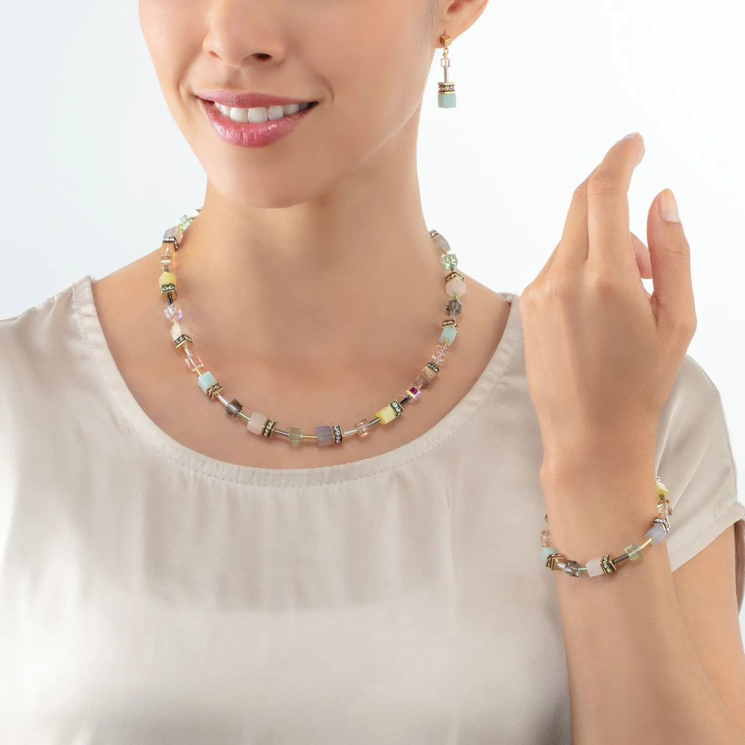 geocube_iconic_precious_h_2-19.webp COEUR DE LION Geocube® Iconic Precious Halskette Mehrfarbig Sanft- Echter Stein