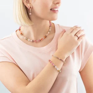 COEUR DE LION Geocube® Iconic Precious Halskette Rose-Orange- Edelsteinketten