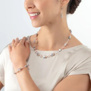 COEUR DE LION Geocube® Iconic Precious Halskette Roségold-Pfirsich- Geocube® Echtstein