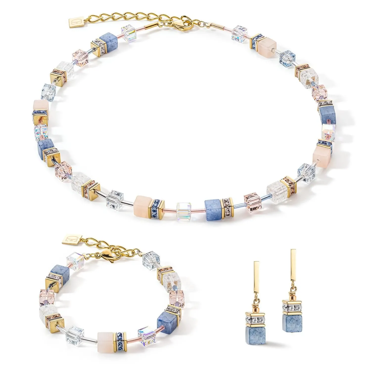 geocube_iconic_precious_o_1-21.webp COEUR DE LION Geocube® Iconic Precious Ohrringe Hellblau- Echter Stein