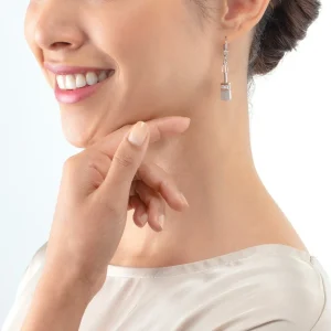 COEUR DE LION Geocube® Iconic Precious Ohrringe Roségold-Pfirsich- Echter Stein