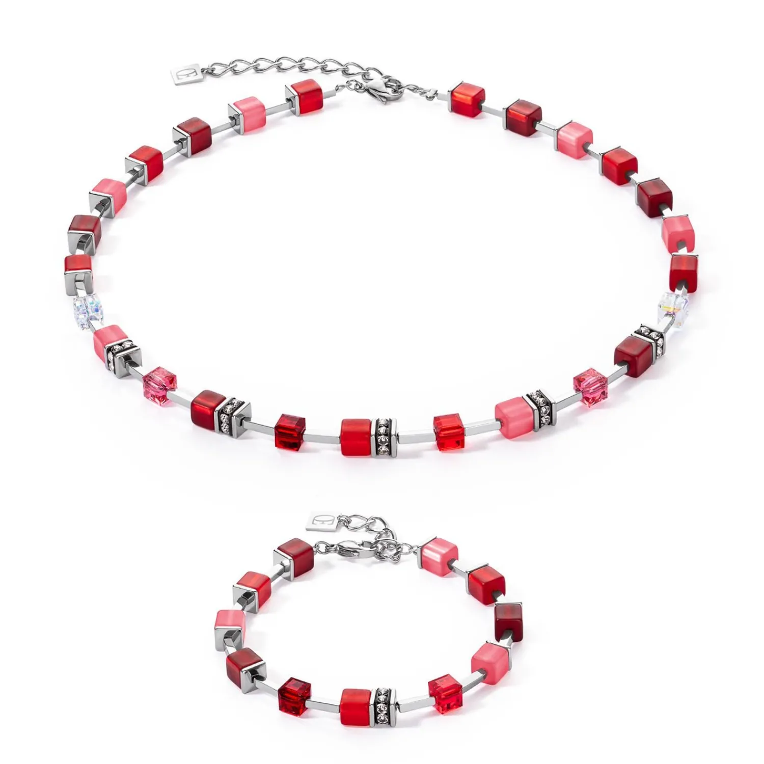 geocube_iconic_pure_armba_1-8.webp COEUR DE LION Geocube® Iconic Pure Armband Rot- Echter Stein