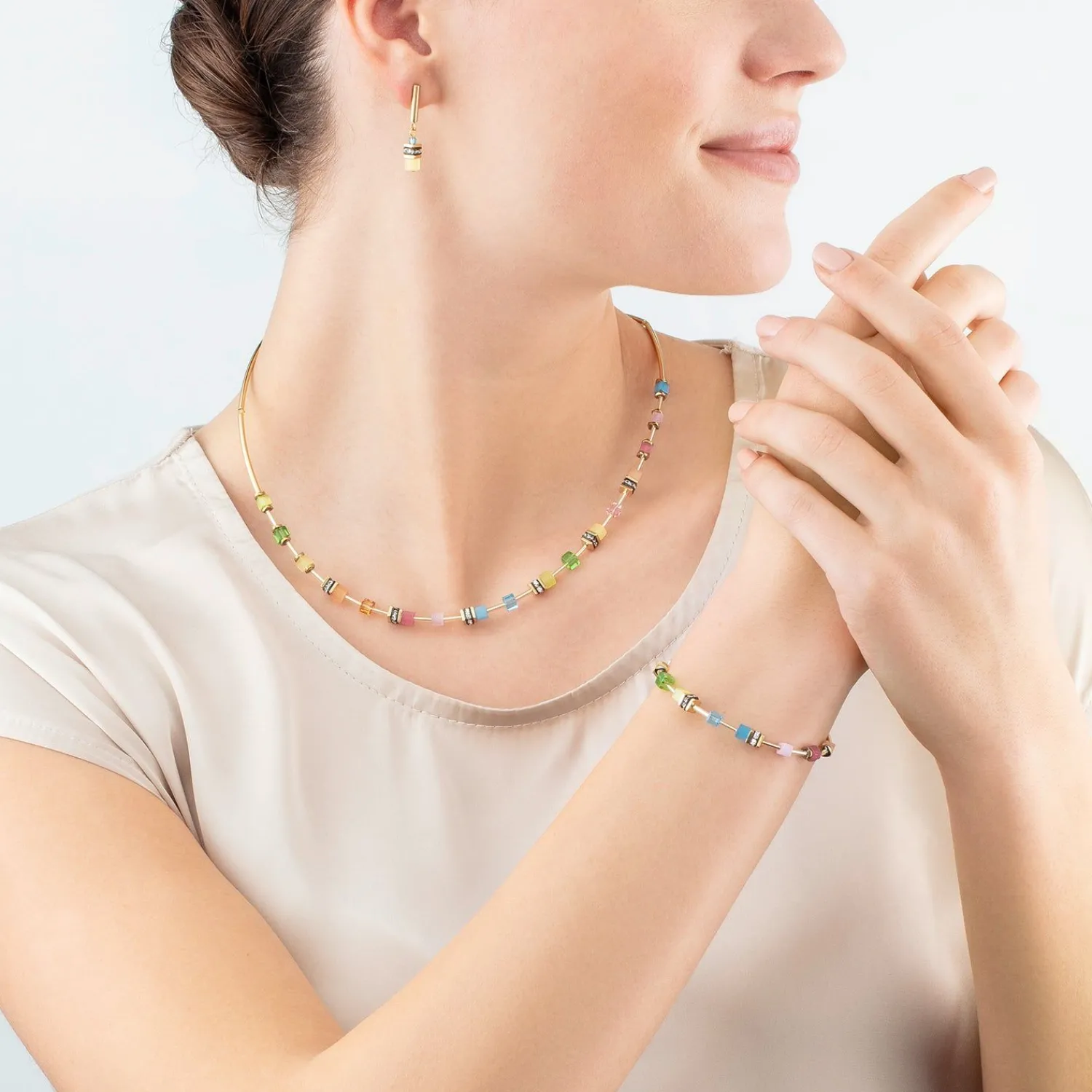 geocube_lite_mini_halsket_2.webp COEUR DE LION Geocube® Lite Mini Halskette Regenbogen- Geocube® Mehrfarbig