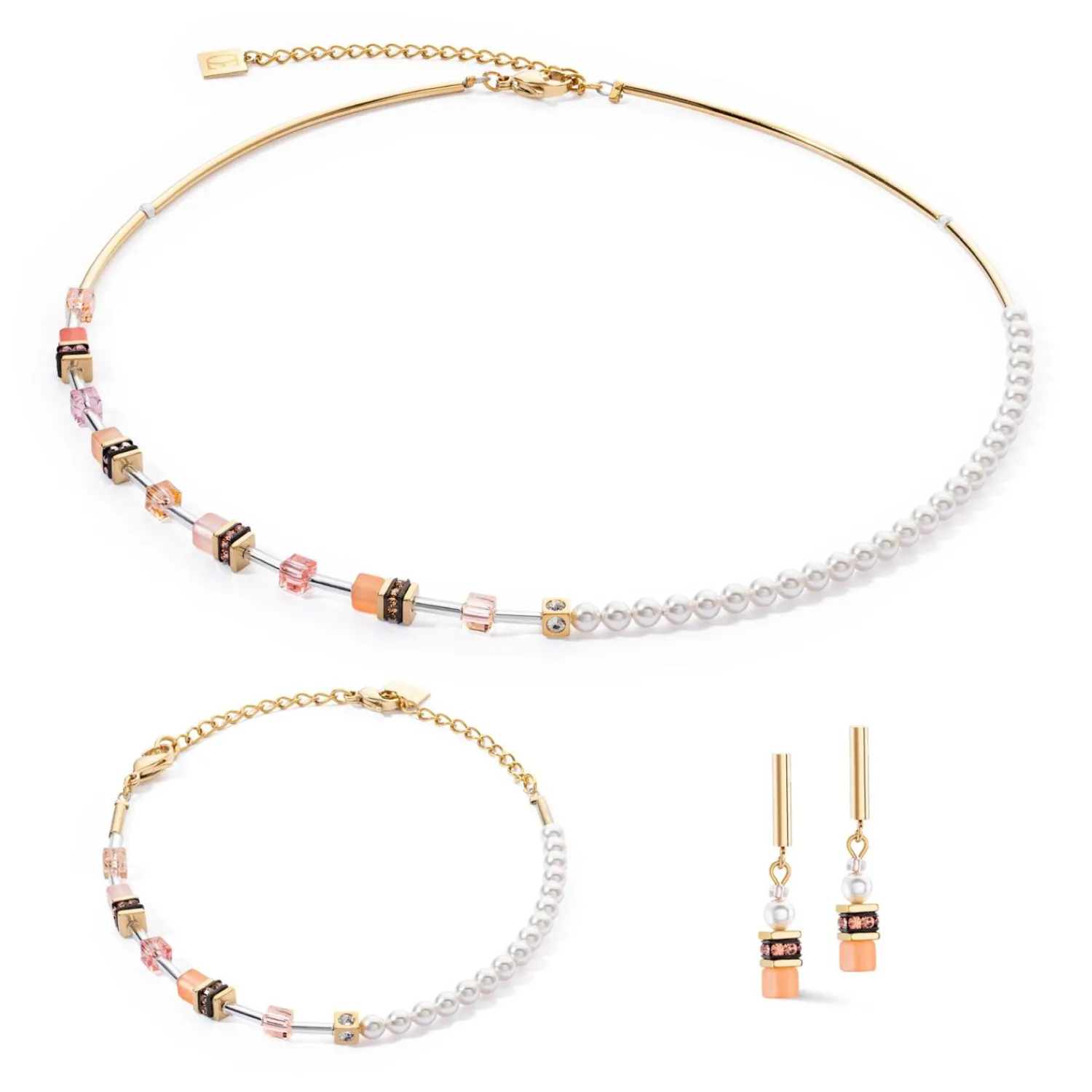 geocube_mini_fusion_pearl_1.webp COEUR DE LION Geocube® Mini Fusion Pearls Ohrringe Apricot Crush- Geocube® Ohrringe