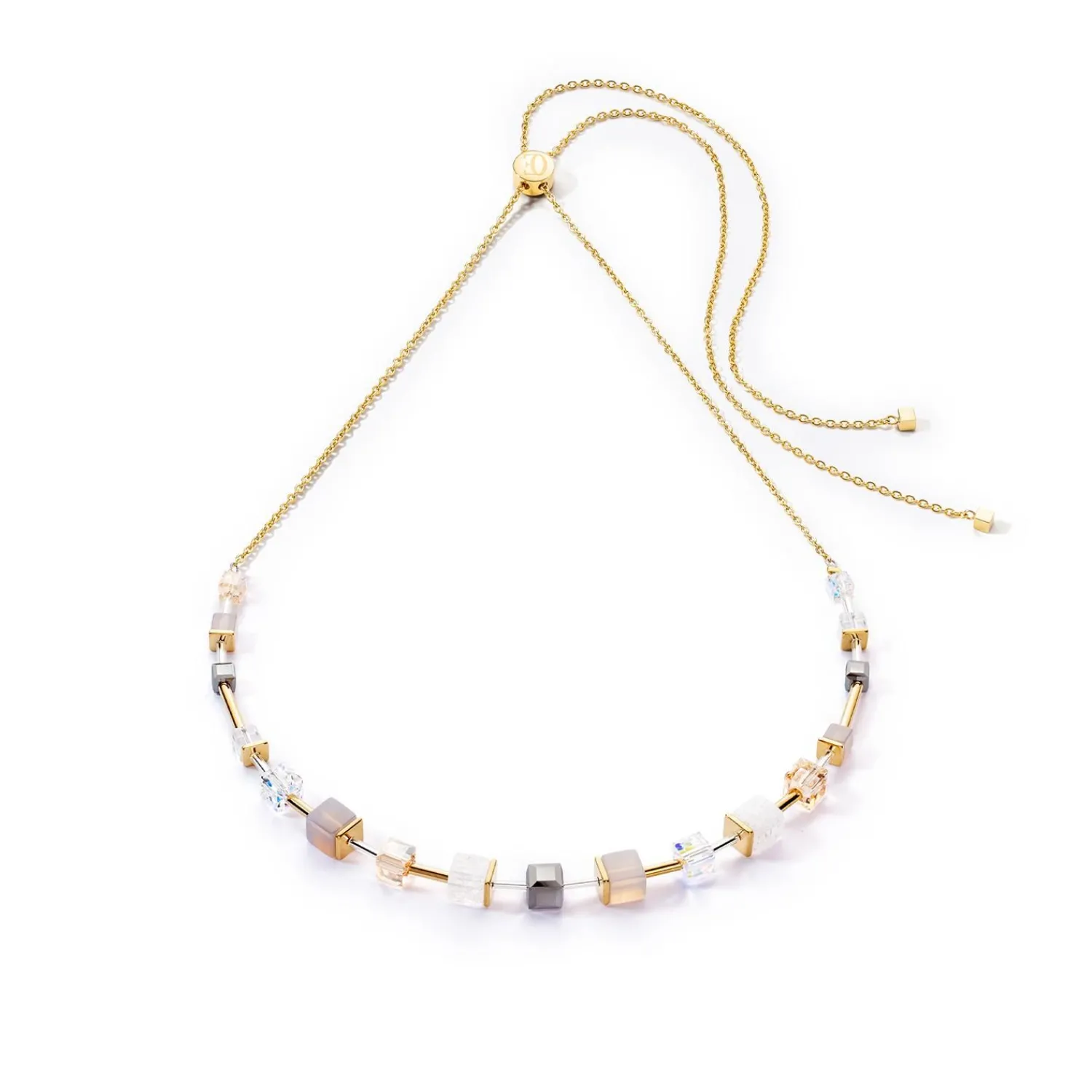 geocube_precious_sliderve_0-3.webp COEUR DE LION Geocube® Precious Slider-Verschluss-Halskette Goldgrau- Echter Stein