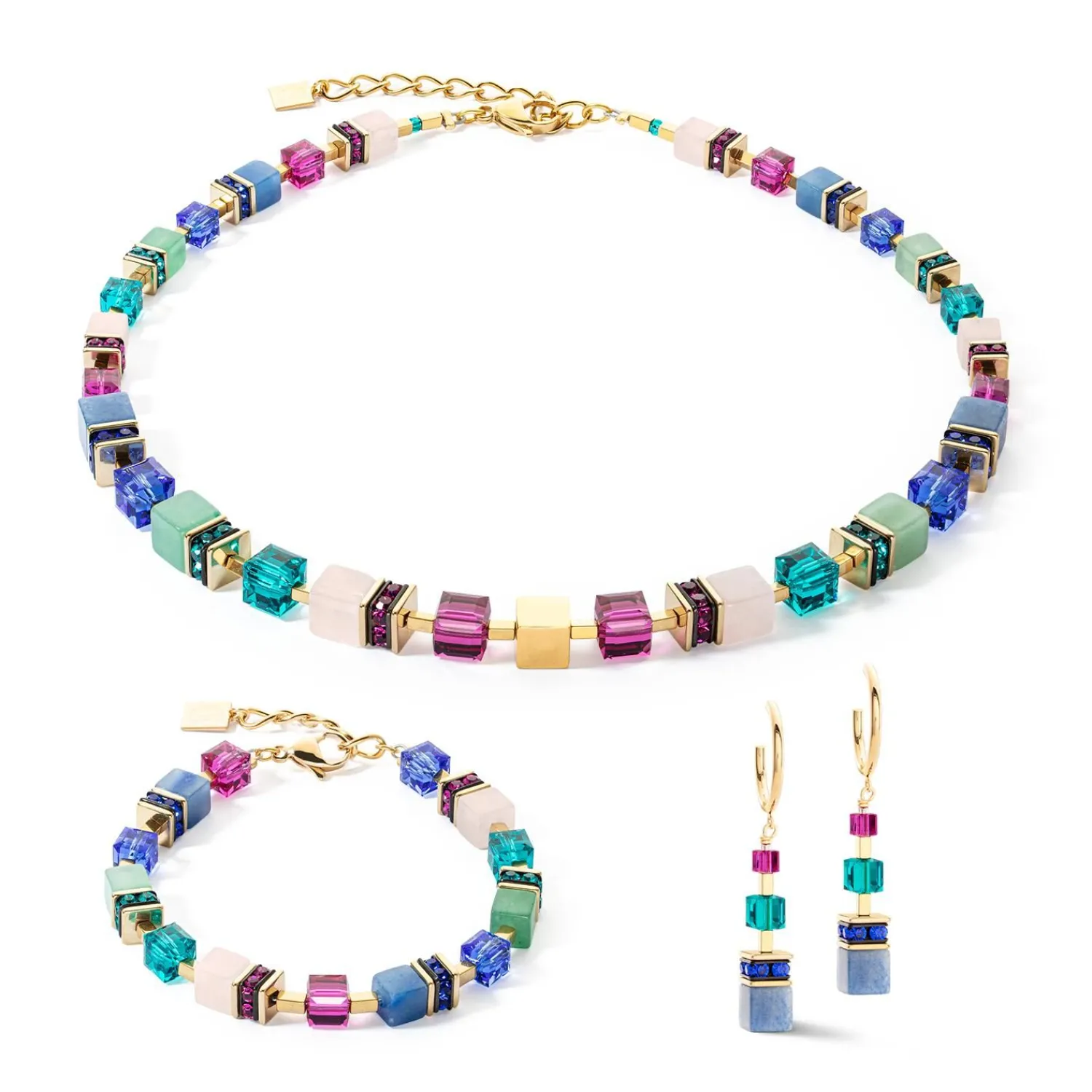 geocube_precious_statemen_1-9.webp COEUR DE LION Geocube® Precious Statement Halskette Gold-Mehrfarbig- Echter Stein