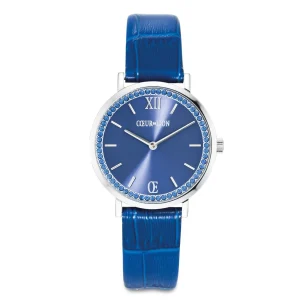 COEUR DE LION Geschenkset: Uhr Round Sparkling Sunray Royal Blue & Geocube® Iconic Lite Armband Blau- Uhren